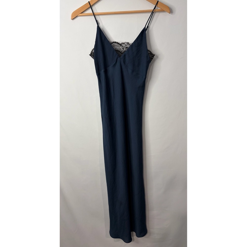 Wilfred Free Navy Blue Lace Slip Dress XXS Whimsigoth Romantic Y2K 90s Babydoll